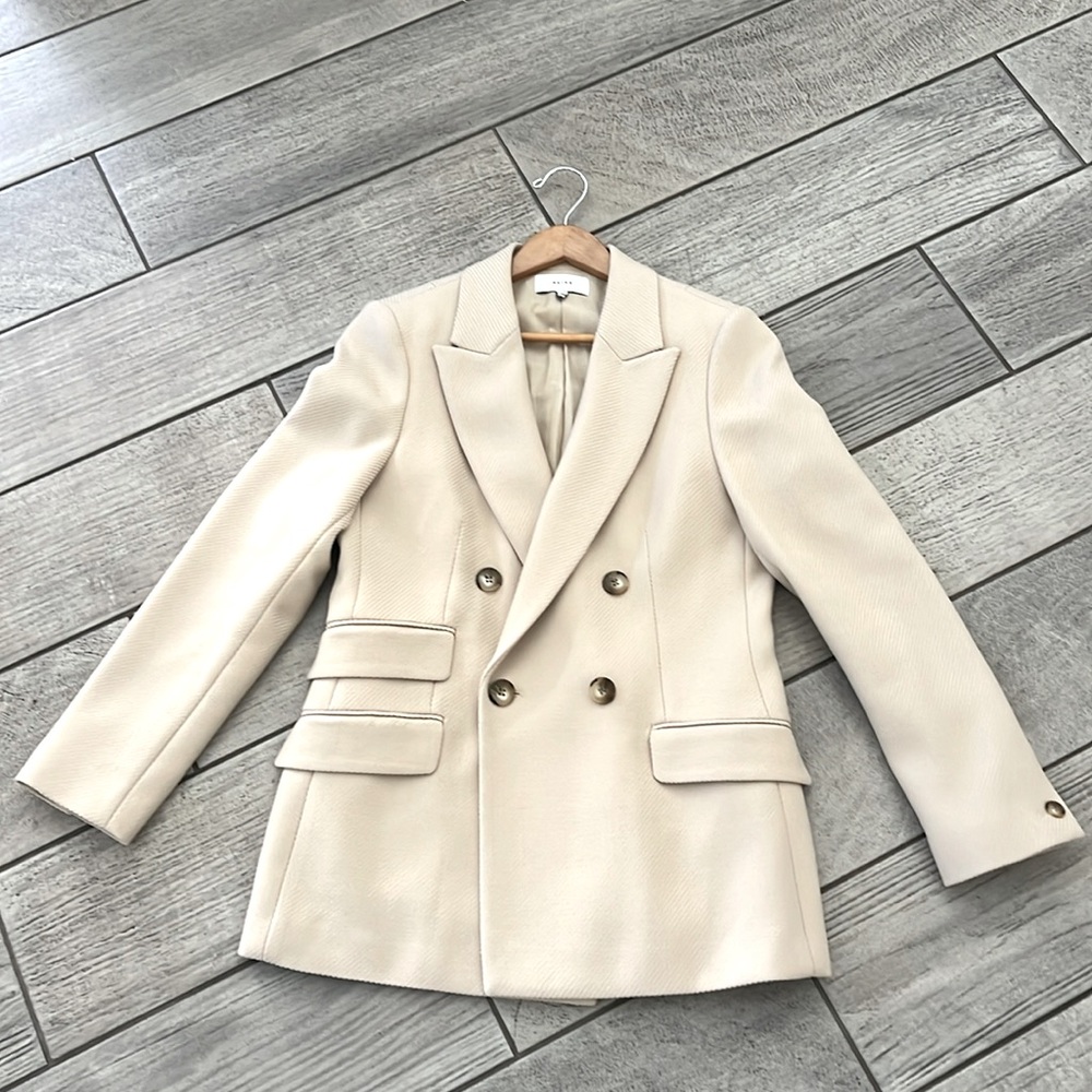 REISS Wool Blend Double Breasted Jacket.